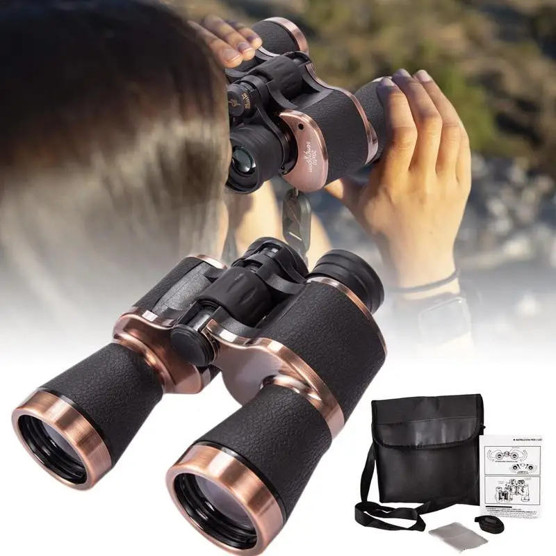 High Powered Binoculars Outdoor Portable 20x50 Binoculars Large Eyepiece High Powered Binoculars With Carrying Case For Bird