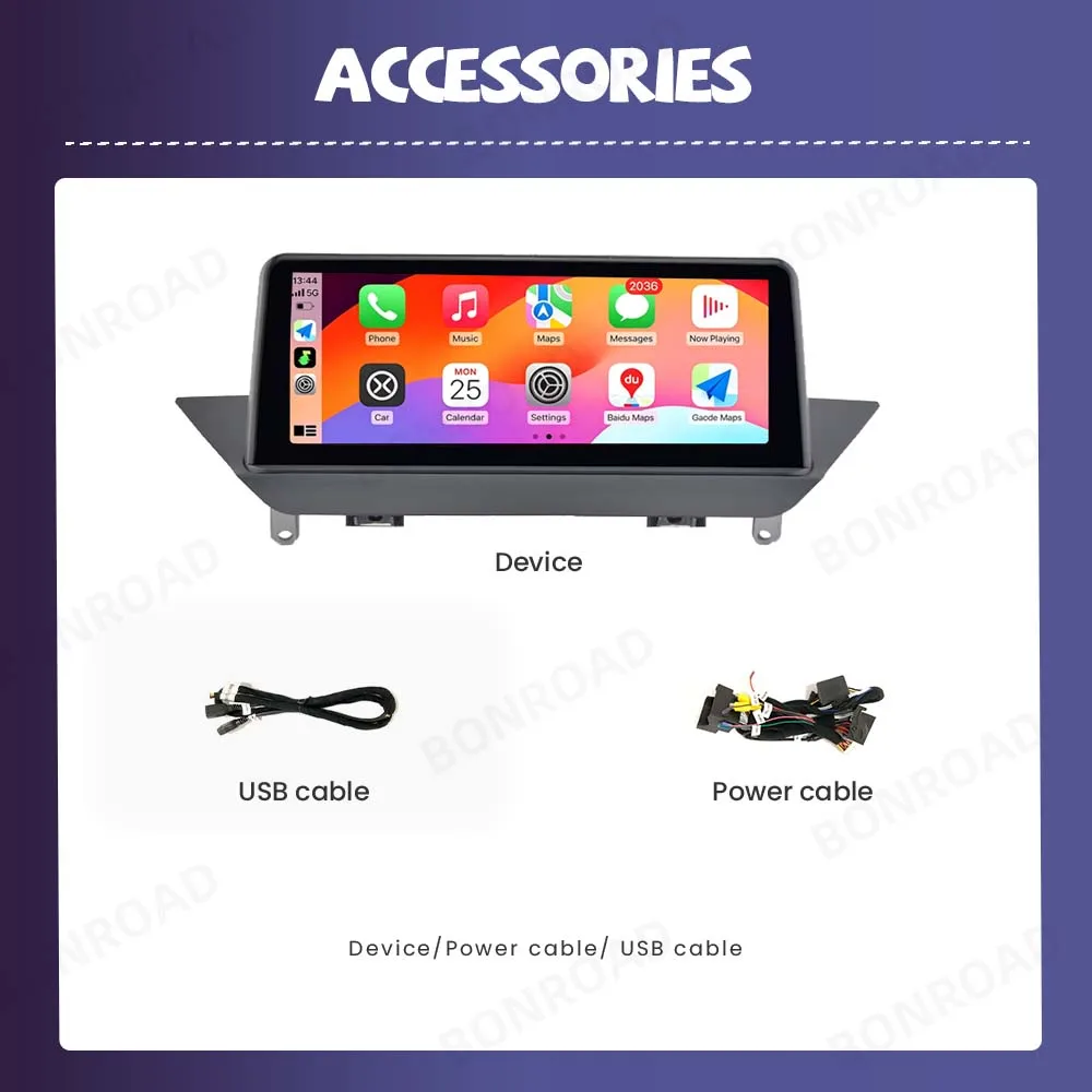 BONROAD Pantalla inalámbrica para coche de 10,25 pulgadas con CarPlay, Android Auto, Linux, para BMW X1 E84 2009-2015, pantalla táctil IDrive con MirrorLink, BT, GPS, función Youtube, compatible con cámara, reproductor multimedia 8