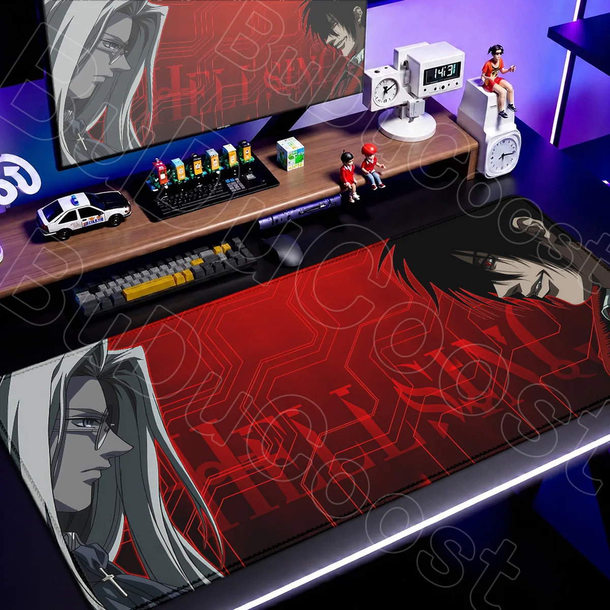 XXL Locking Edge Laptop-Tastatur-Desktop-Matte, Speed Computer Gamer Deko-Teppich, großes Anime Hellsing Alucard Büro-Mauspad – Detail 7
