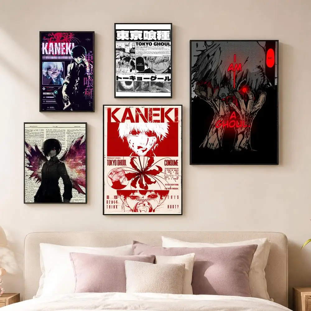Anime T-Tokyo Ghoul Poster Vintage PP Paper Wall Art Home Decor Print for Bedroom Living Room Aesthetic Gift