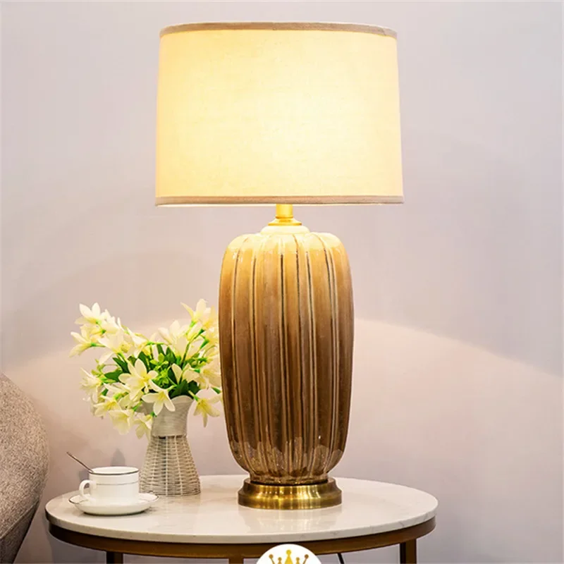 RONIN American Brass CeramicTable Lamp Creativity Living Room Bedroom Study Hotel engineering Desk Light
