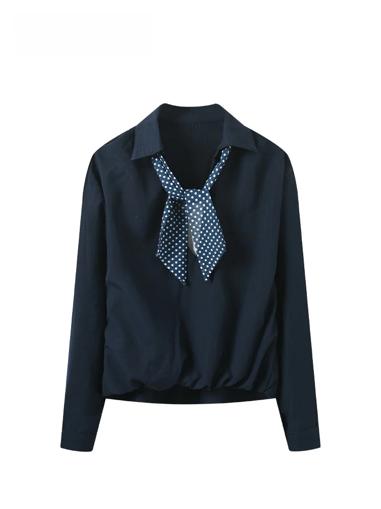 

Cara CLUB plus Size College Sle Long Sve irt Women Early Spring New plus Size Sister Fake Two-Piece V-Ne Slimming Top