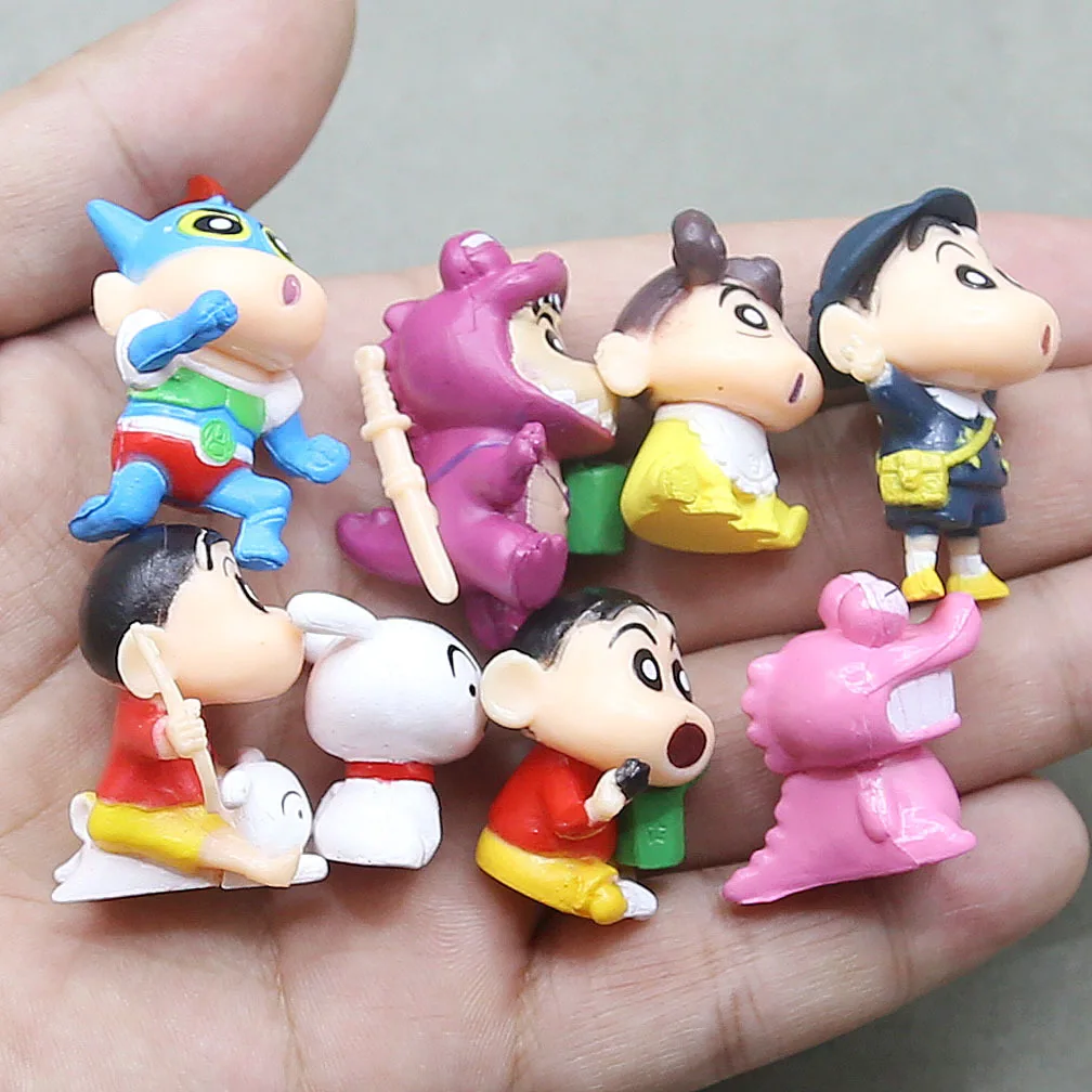 8 개/대 미니 크레용 신짱 Saiyan 애니메이션 피규어 만화 Collectible Model Kawaii Doll Kids Toys 생일 선물