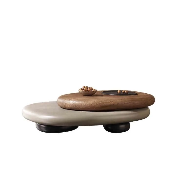 

Rotating oval coffee table, large and small apartment family living room coffee table