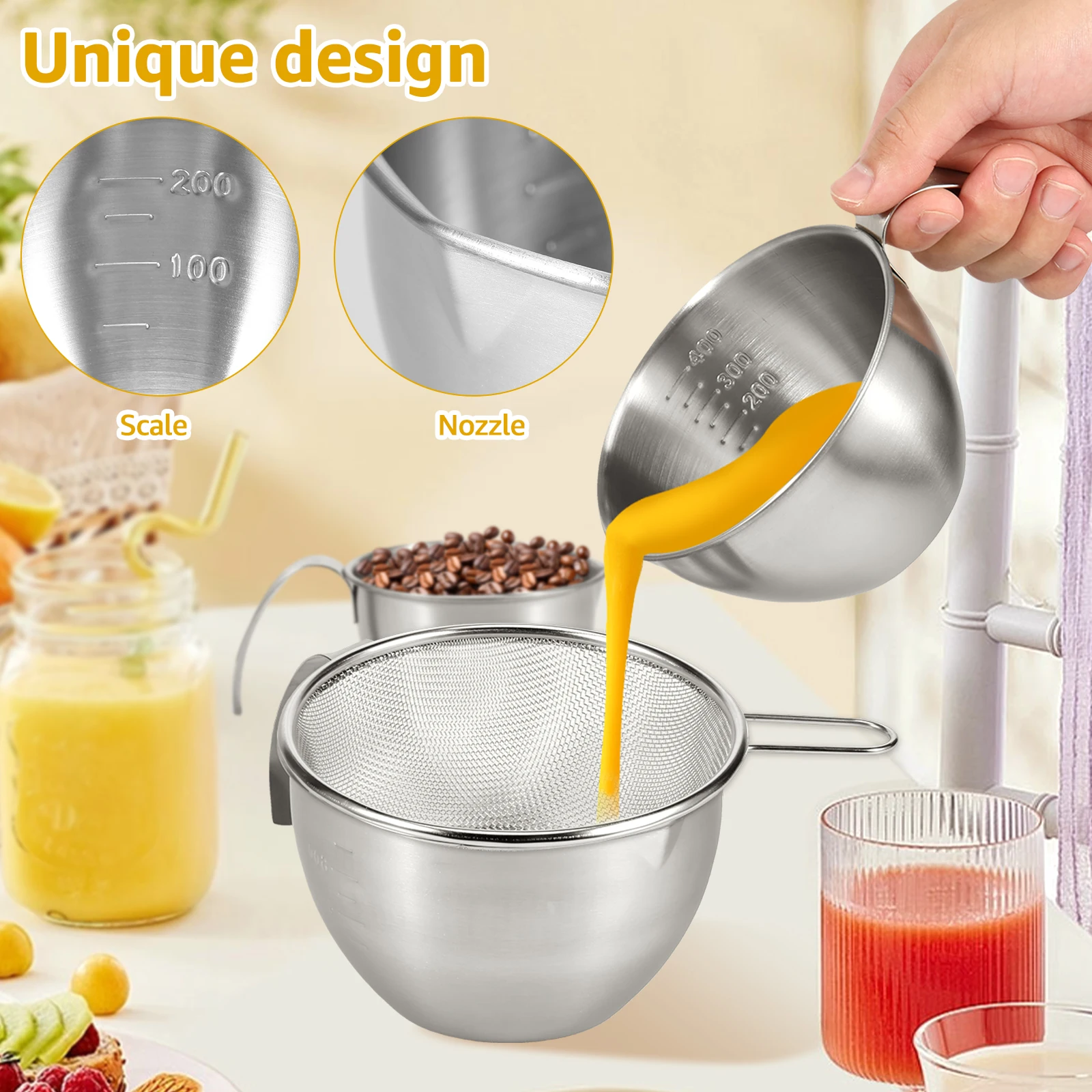 3/5Pcs Stainless Steel Mixing Bowls Portable Kitchen Cooking Nesting Bowl with Mesh Strainer Large Capacity Kitchen Gadgets