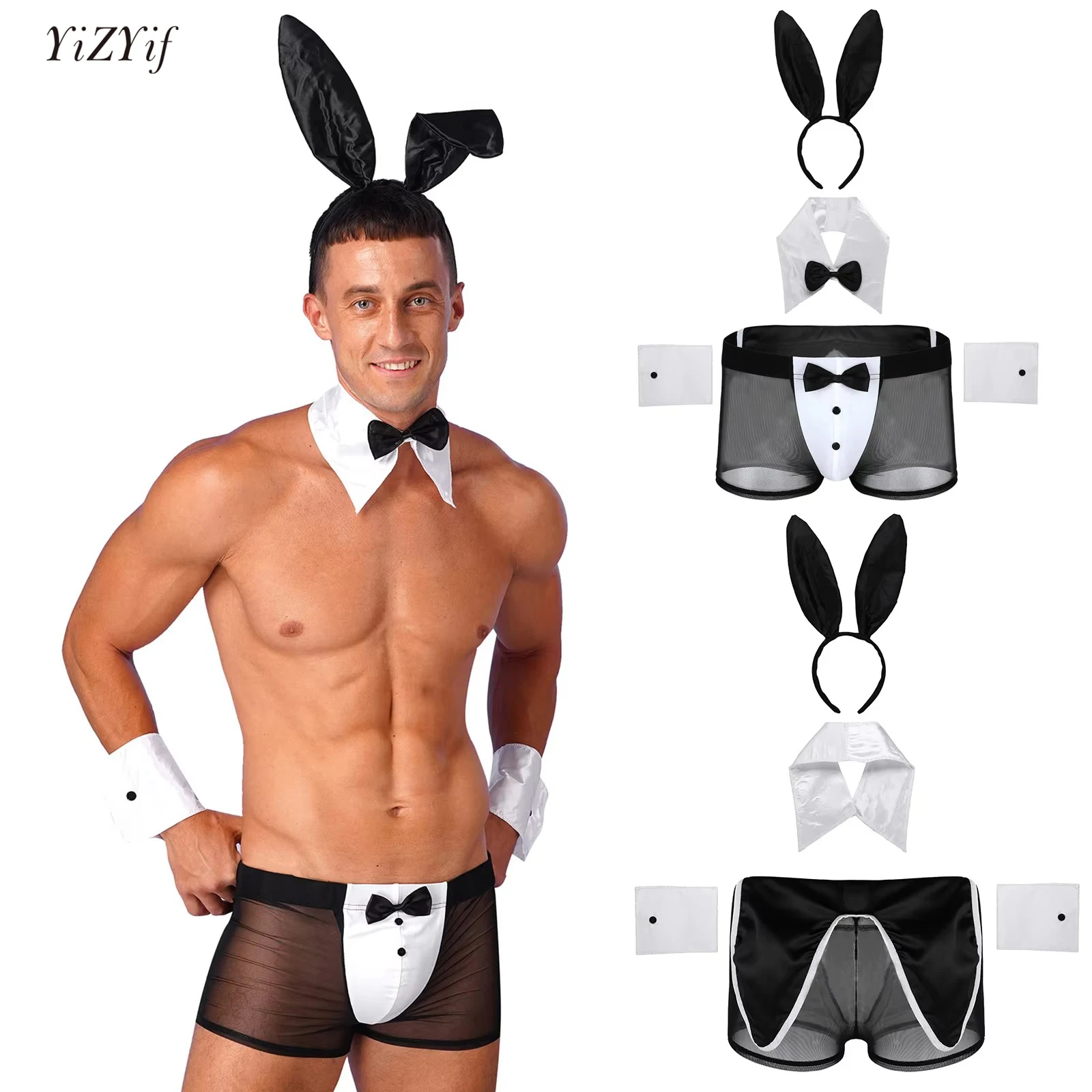 

Sexy Naughty Bunny Cosplay Lingerie Set Mens Waiter Underwear Erotic Outfits Maid Porno Costumes Sexy Night Club Dance Uniform