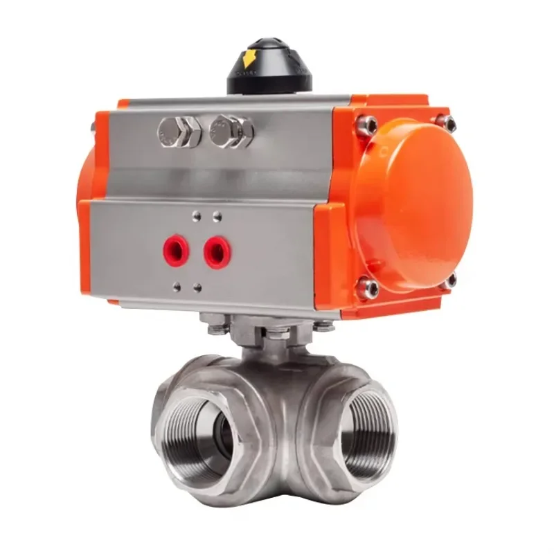 Wholesale DN20 High Pressure SS 304 Cf8m 1000wog Three Way L Port Pneumatic Actuator Ball Valve