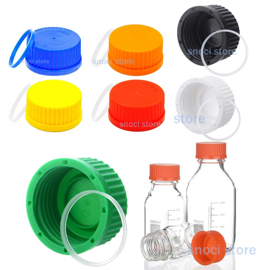 GL45 color reagent bottle cap Blue/red/Black/Yellow/Green/white reagent bottle cap high temperature 140 degrees screw cap 10Pcs