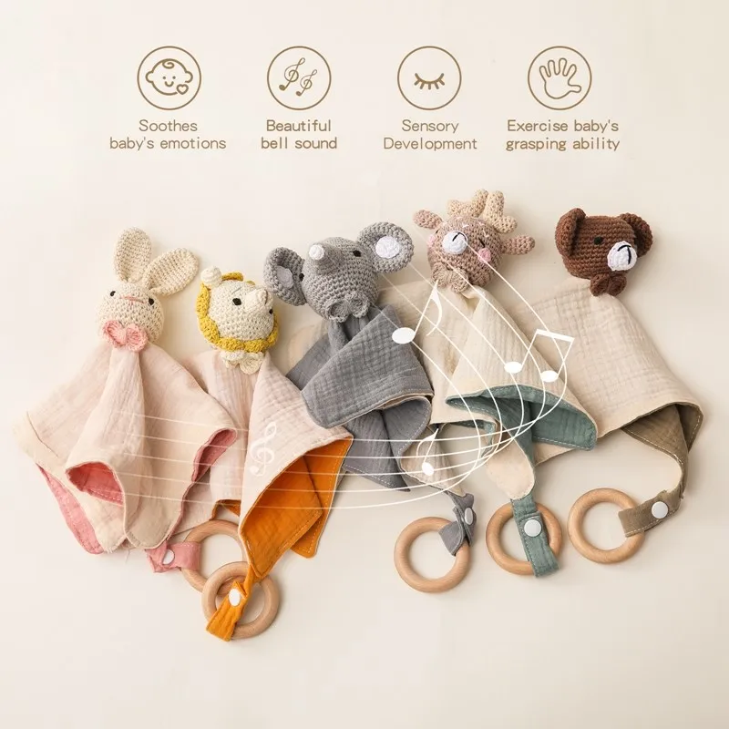 Baby Comfort Towel Newborn Stuff Baby Comforter Things Crochet  Animal Comforter towel for baby Bicolor Towel Sleep Accessories