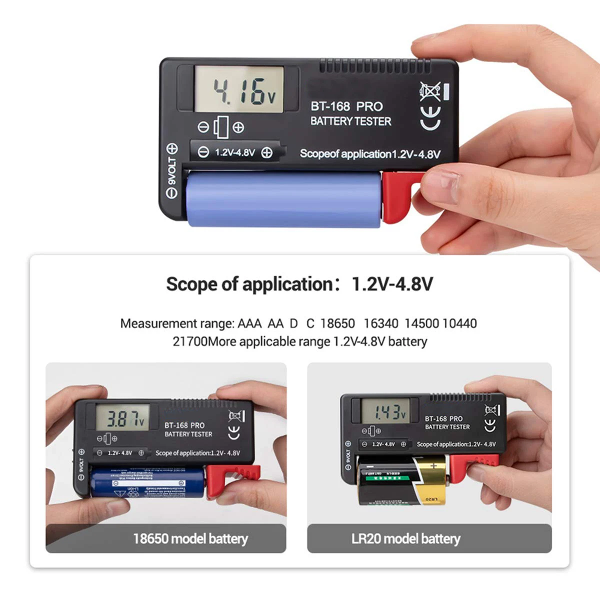 BT-168 PRO Digital Battery Capacity Tester Universal Battery Tester Battery Capacity Tester Battery Testing Tool