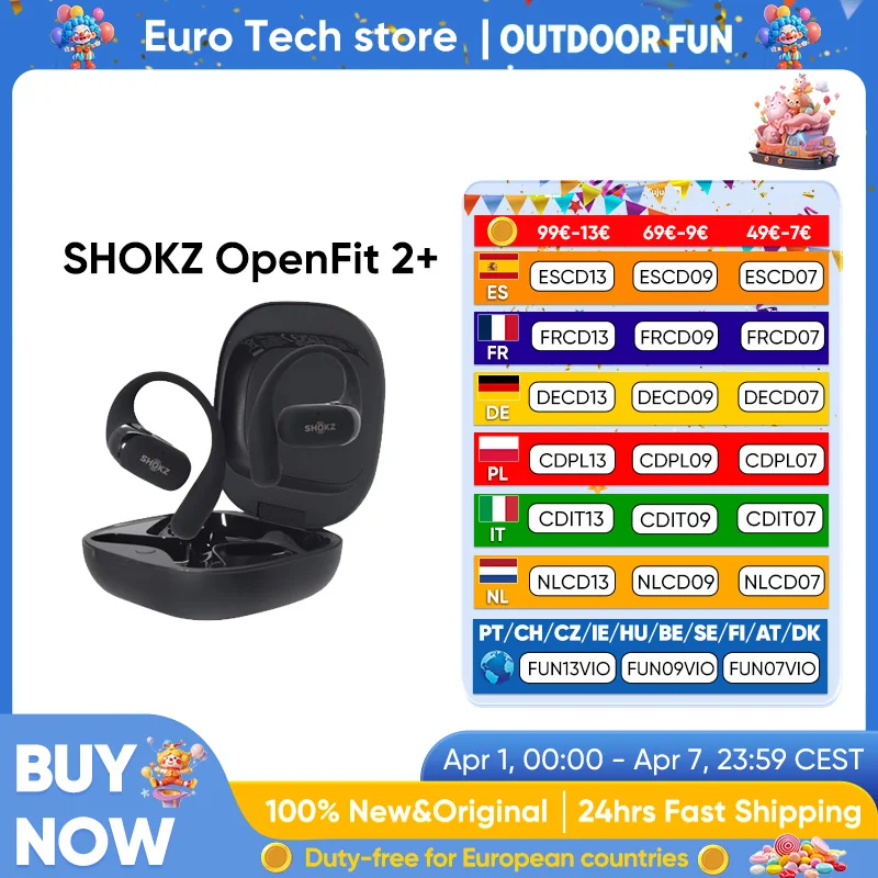 Original SHOKZ OpenFit 2 + T921 écouteurs à oreille ouverte Dolby Audio sans fil Bluetooth oreillettes à crochet d'oreille 48h longue durée de vie de la batterie IP55