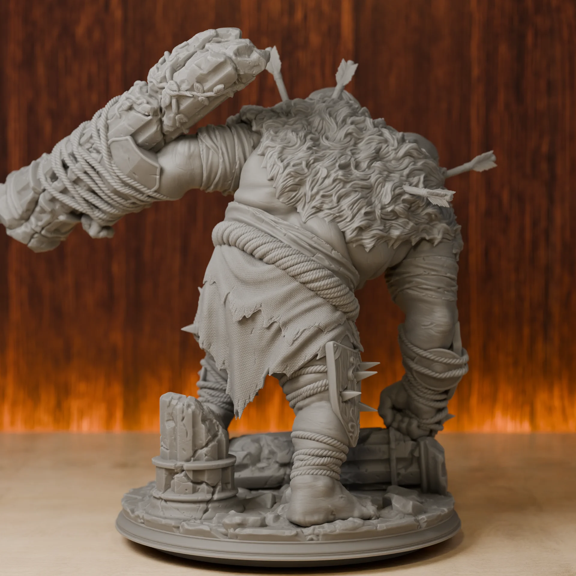 Ettin Giant Monster BOSS | Huge Miniatures | Resin 3D Printed DND Pathfinder Mini | Unpainted Grey