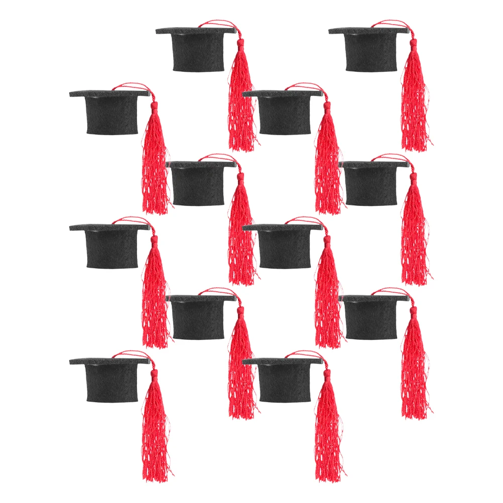 

12pcs Mini Graduation Cap Bottle Toppers Doctor Hat Decoration Party Supplies Blue Tassel Bottle Cover Beverage Caps Set