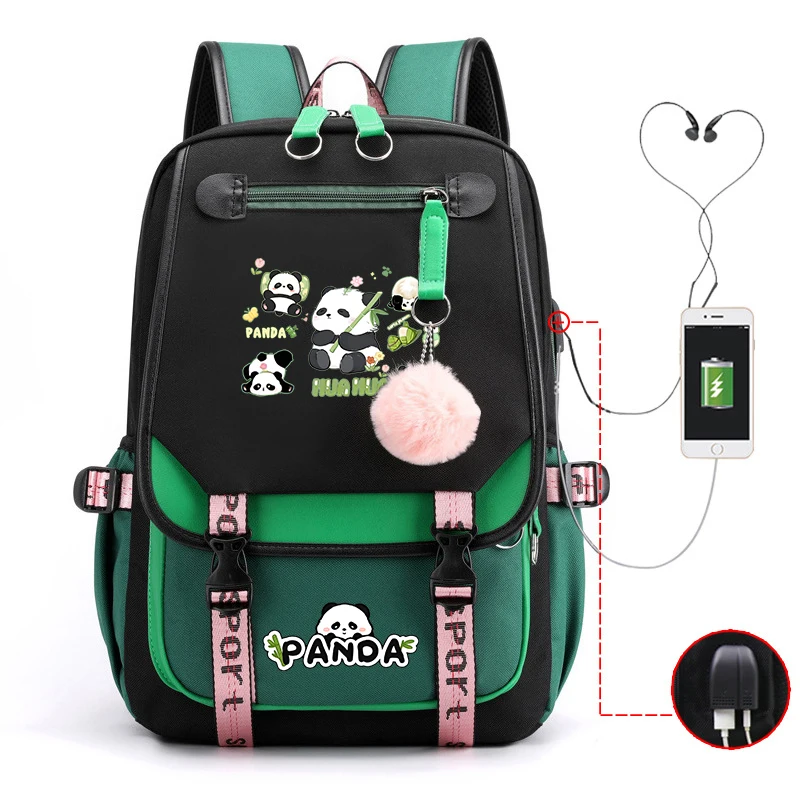 

New Cute Panda Printing Backpack Canvas Boy Girl School Bag Women Men Travel Bag Laptop Bag Daily Backpack