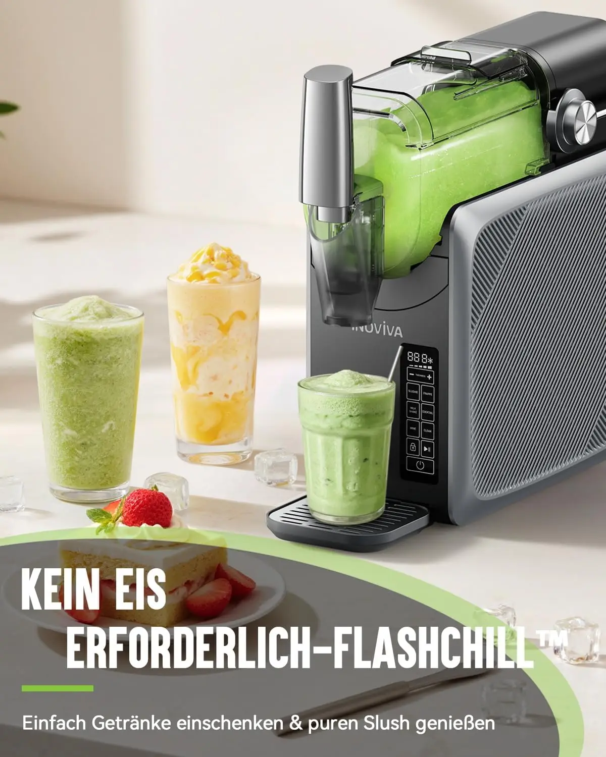 New Portable 2L Home Slush Machine for Frozen Milkshakes Ice Cream Self-Cleaning with 5 Preset Programs No Ice Required