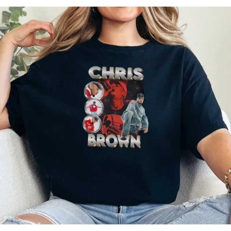 

Футболка Chris Brown Breezy Bowl XX Tour 2025, футболки для женщин и мужчин, модная повседневная уличная футболка с круглым вырезом и короткими рукавами, подарок