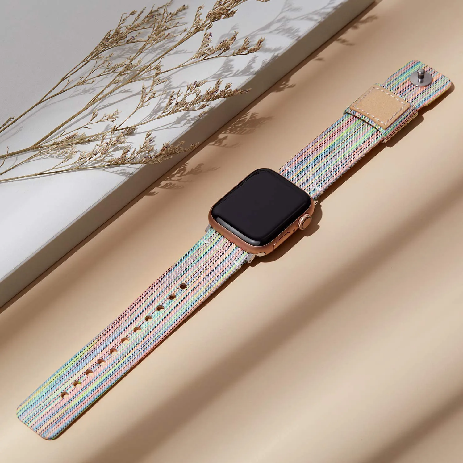 Canvas fabric leather strap, compatible with Apple Watch Series 987654321 strap, canvas VS leather personality strap