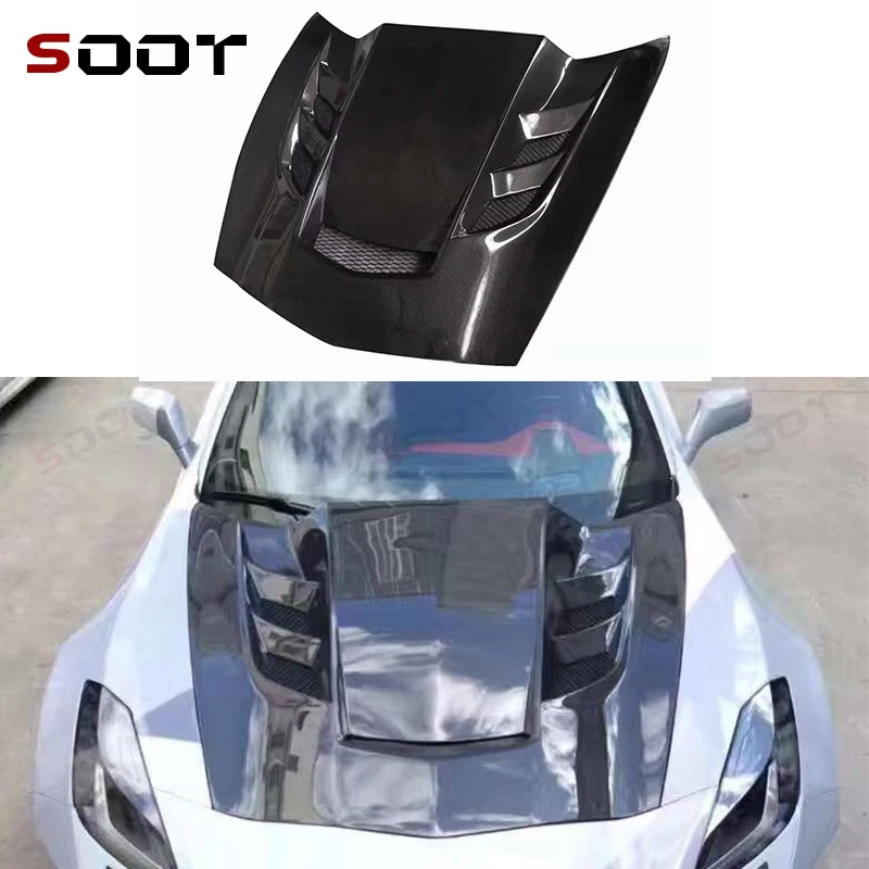 

For Chevy corvette C7 Z06 Carbon Fiber Hood Engine Cover Hood Car Headliner Hood Cover 2014-2019 Car Auto Parts