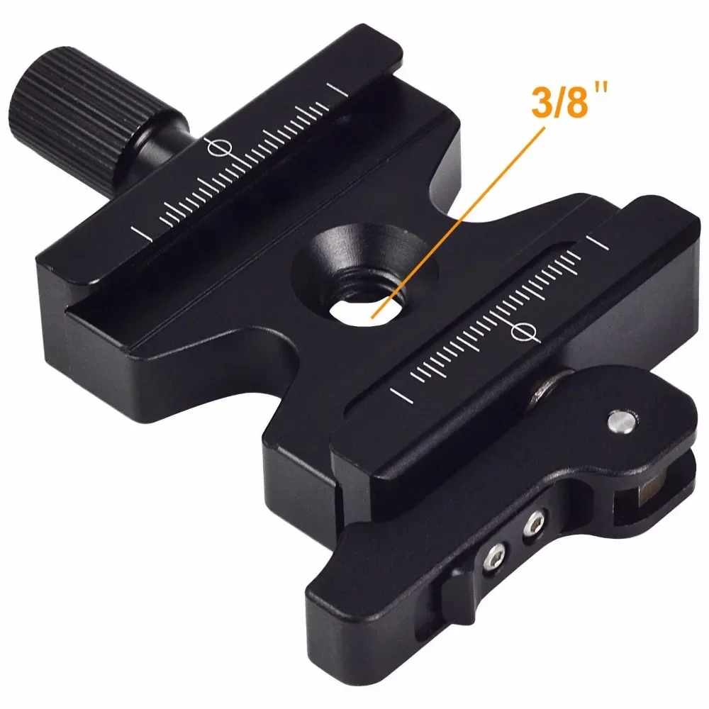 Braçadeira de liberação rápida para câmera, parafuso cnc de alumínio de 3/8 '', com alavanca ajustável e botão para arca swiss rrs wimberley, tripé, cabeça esférica
