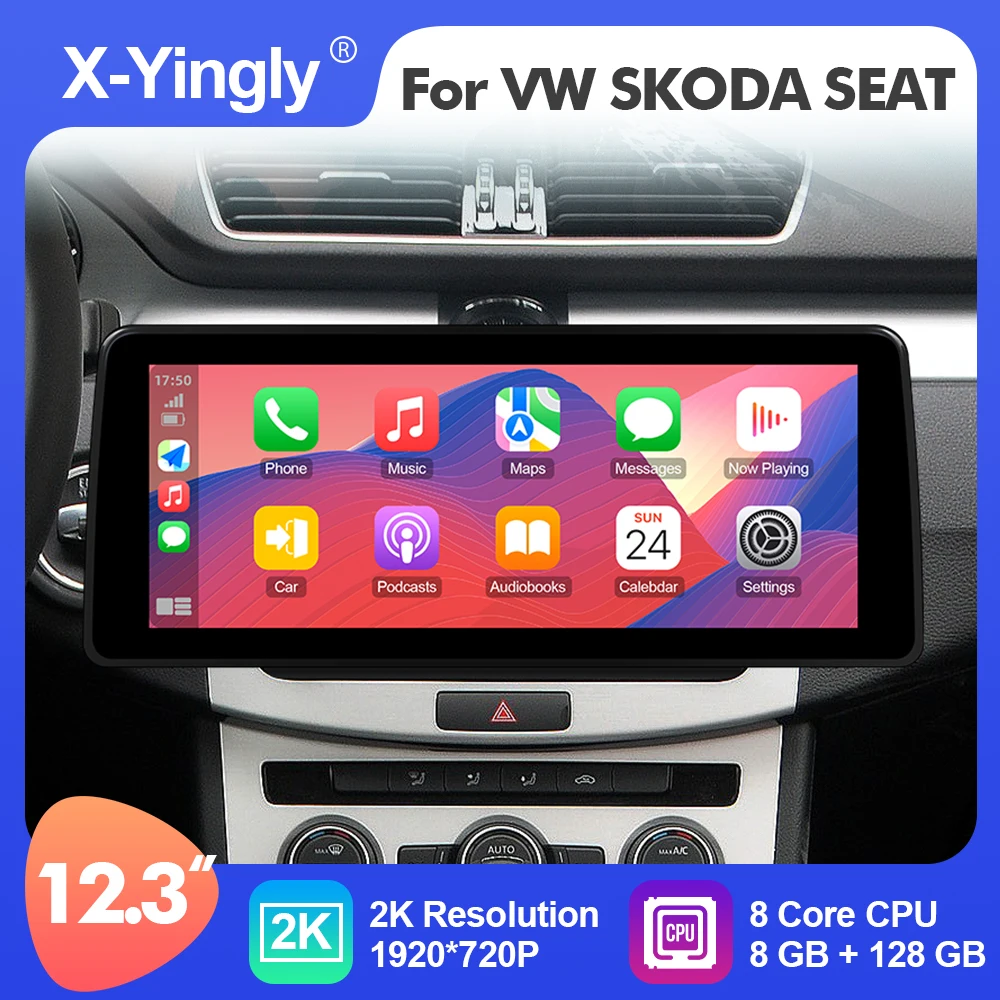 Android 12 12.3Inch Car Multimedia Radio Player ForVW/volkswagen/Skoda/Seat/Passat/Golf/Tiguan/CC/Leon 4G GPS Carplay Navigation