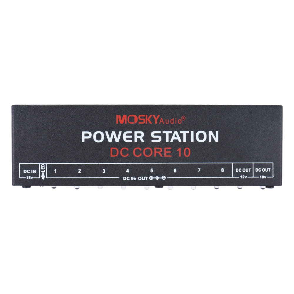 MOSKY Audio Mini Power Supply Station 10 Isolated DC Outputs for 9V 12V 18V Guitar Effect with Power Cables Instrument Accessory