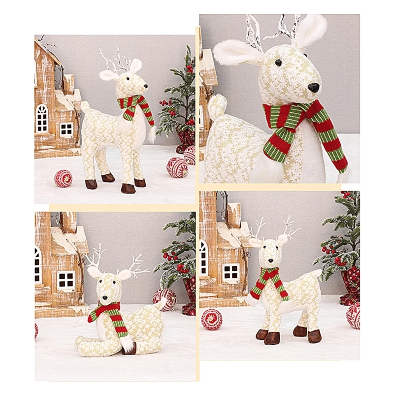 Christmas Decorations Static Reindeer Table Decor Hand Sewing for Doll Party Lay