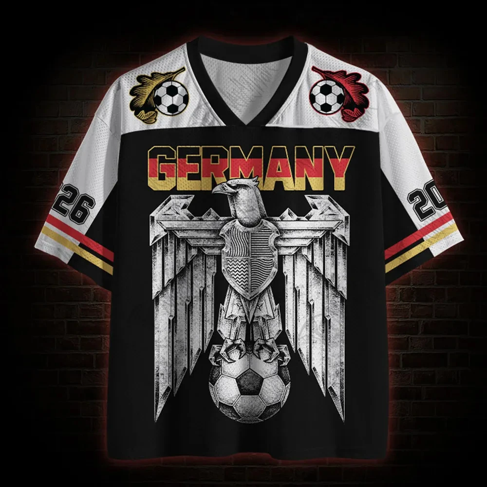 Germany Style Football Jersey Men Women Custom Name Number Eagle Graphic Soccer Shirt 3D Print Vintage Sportswear Fan Top Summer