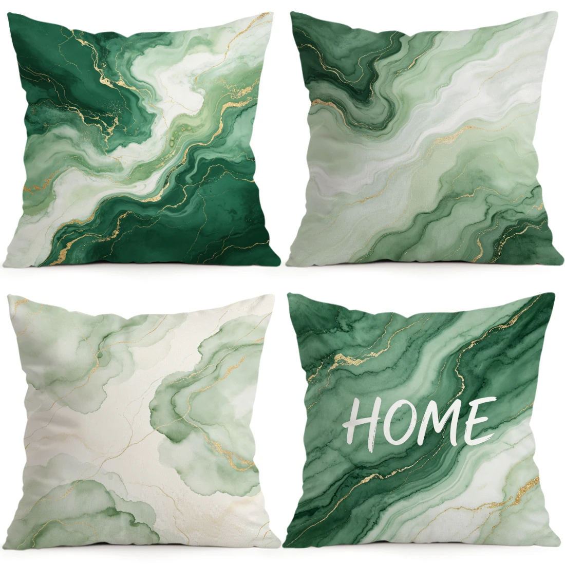 Green Marble Fluid Pillowcase Printed Polyester 40/45/50cm Throw Pillowcover Decorative Sofa Cushion Pillowslip Home Decor