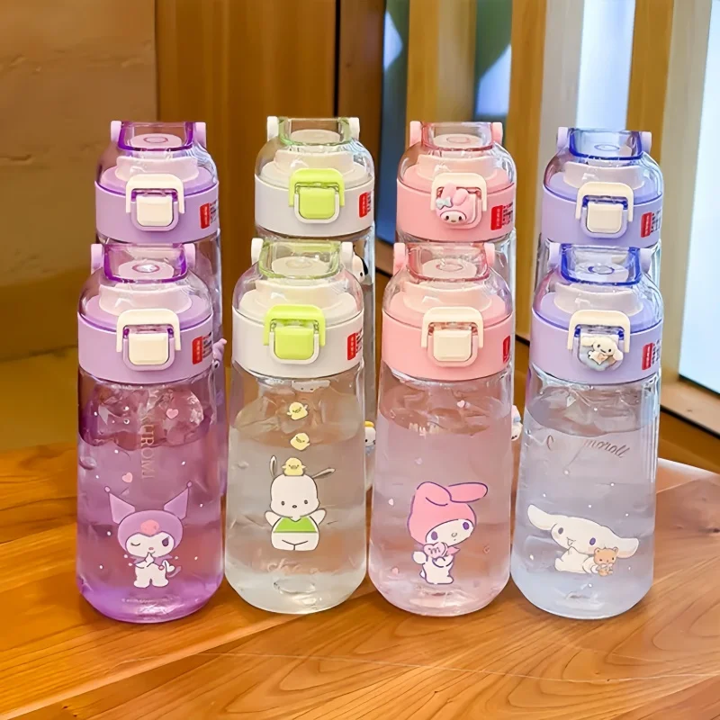 MINISO Kuromi 620ML Child Drinking Cup Kawaii Pochacco Sealed Leak-Proof Water Bottle Cartoon Cinnamoroll Portable Kid Water Cup