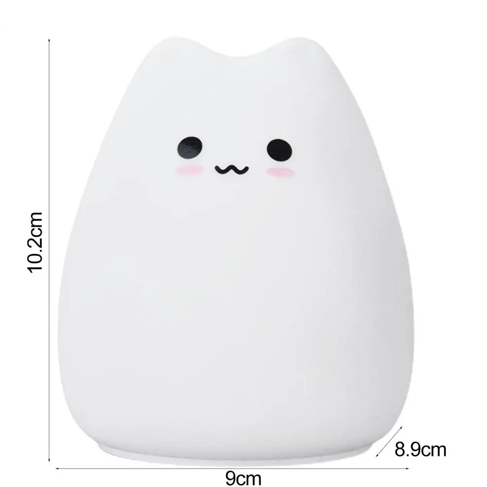 Lámpara de noche súper suave alimentada por batería, aspecto Adorable, no deslumbrante, forma creativa, decorativa, silicona, Gato divertido, LED de noche