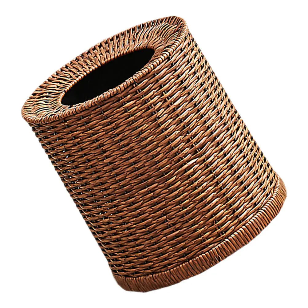 

8L Open Top Rattan Trash Can Stylish Woven Waste Basket for Bathroom Bedroom Living Room Small Room Garbage Bin
