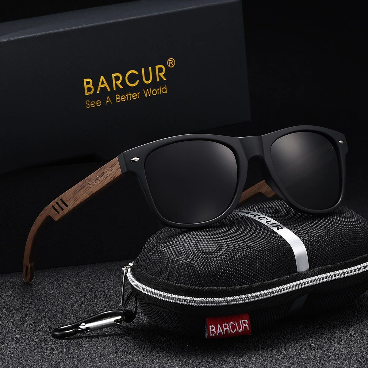 BARCUR 1 قطعة نظارات شمسية عصرية للنساء بعدسات مستقطبة خشبية خفيفة الوزن مرآة للقدم أثناء السفر تحقق من الملحقات اليومية نظارات رجالية