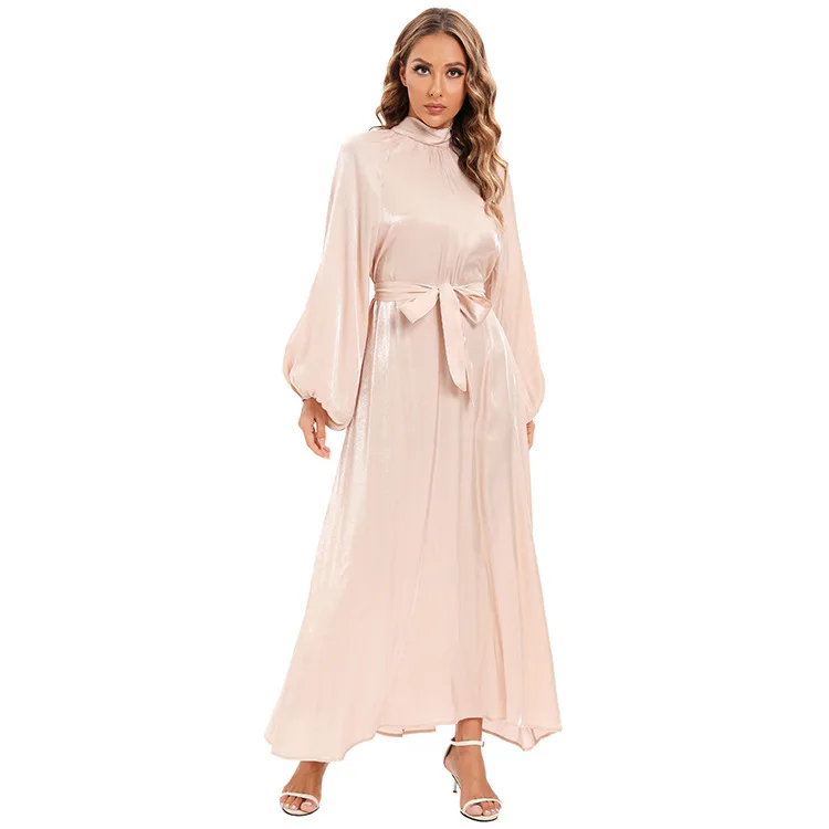 Abaya – robe longue en Polyester pour femmes musulmanes, élégante, manches longues, couleur unie, vêtements Maxi, tenues pour femmes musulmanes, automne