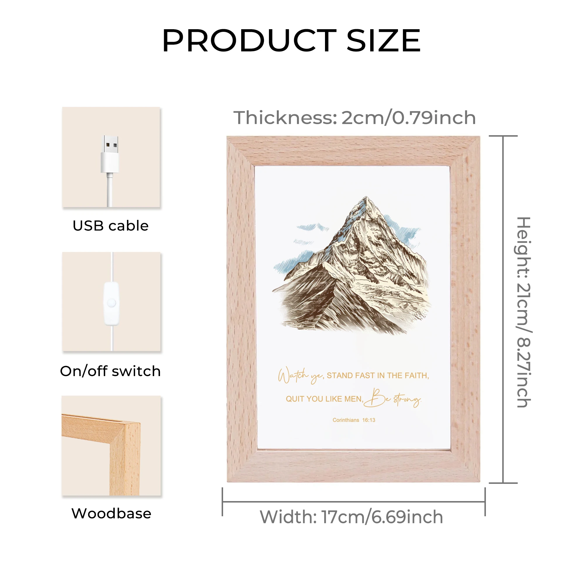 Personalized Bible Verses LED Night View Photo Frame Custom Gift Family Living Room Bedroom Dining Room Home Decoration