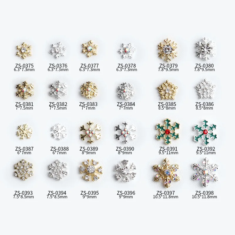 Cheap Wholesale 24styles Christmas Snowflake  Nail Zircon Rhinestones for Nail  Craft Ornaments Supplies Accessories