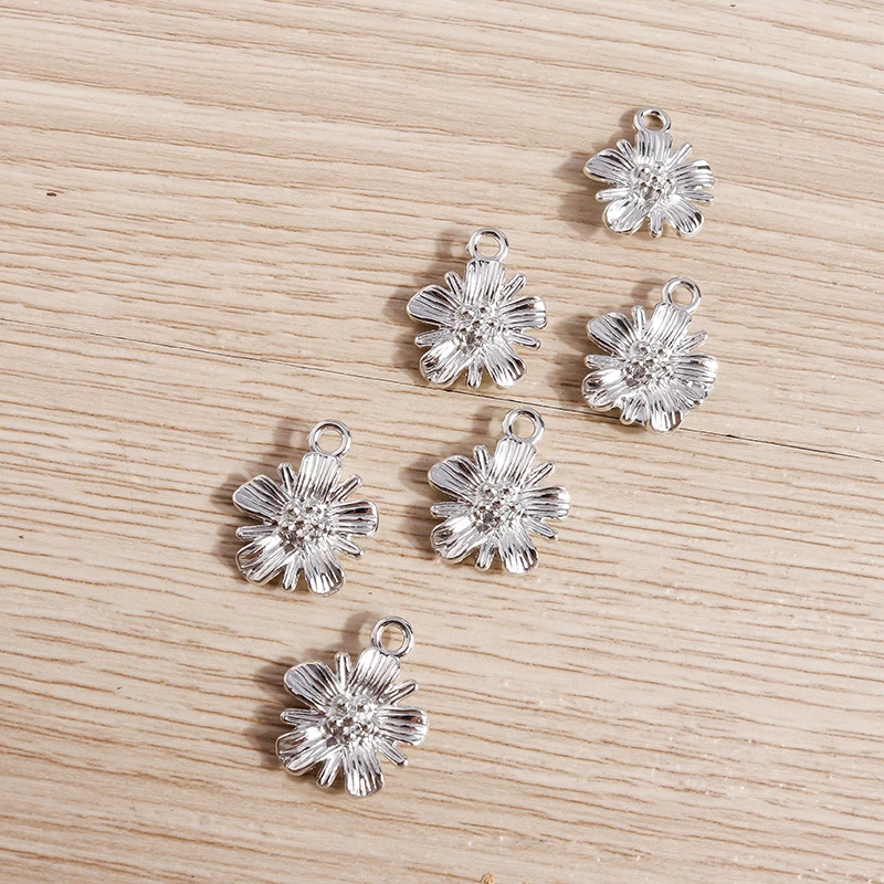 20 Stück 14x17mm Niedliche Legierungs-Blumenanhänger für Ohrringe, Halsketten, Armbänder, DIY Handgemachtes Kunsthandwerk, Schmuckherstellungszubehör – Detail 6
