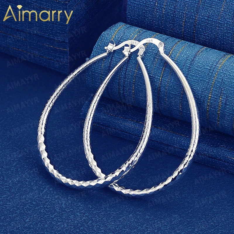 925 Sterling Silver 40mm * 50mm Diamond Shaped Water Droplet Earrings for Women's Parties High-quality Fashion Jewelry