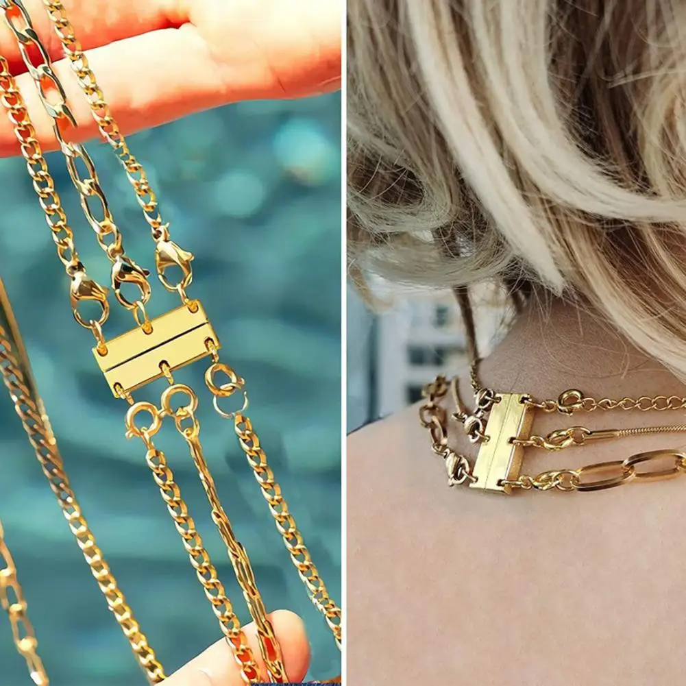 Layering Necklace Clasp Golden Silver Magnetic Necklace Clasp for Women Multi-layered Jewelry Separator Closure for Stylish Neck