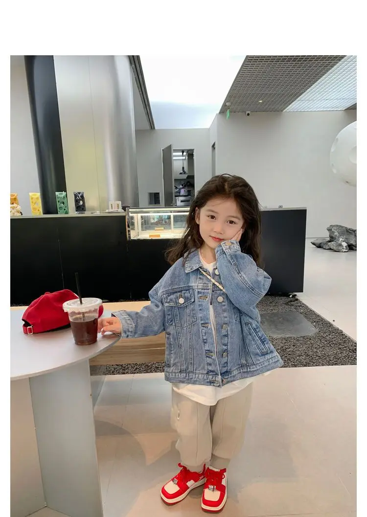 Fashion Kids Denim Jacket For Girls Coat Spring Autumn Children Outerwear Baby Casual Jackets Costume 4-12 Year