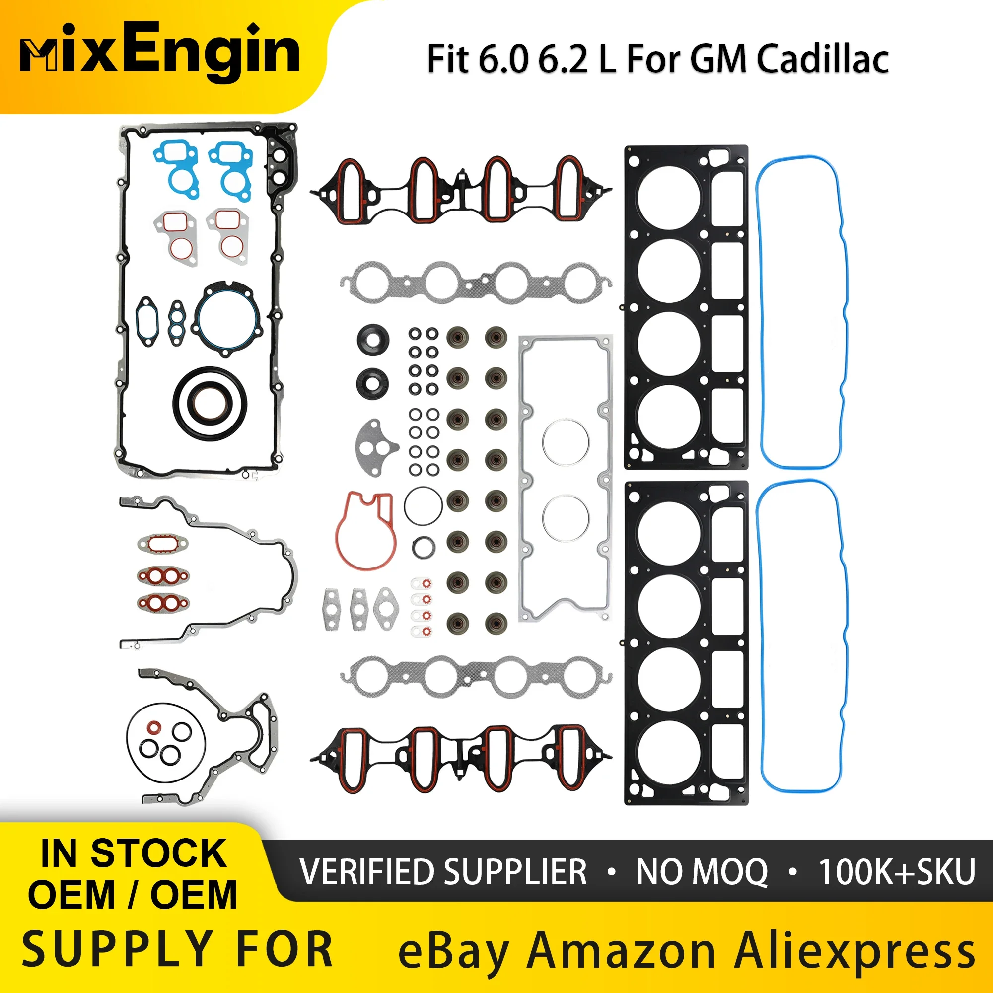 

Engine Parts Rebuild Overhaul Full Gasket Set Fit 6.0 6.2 L For GM Cadillac Chevrolet Saab Hummer H2 Sierra 2500 HD Yukon V8 GAS
