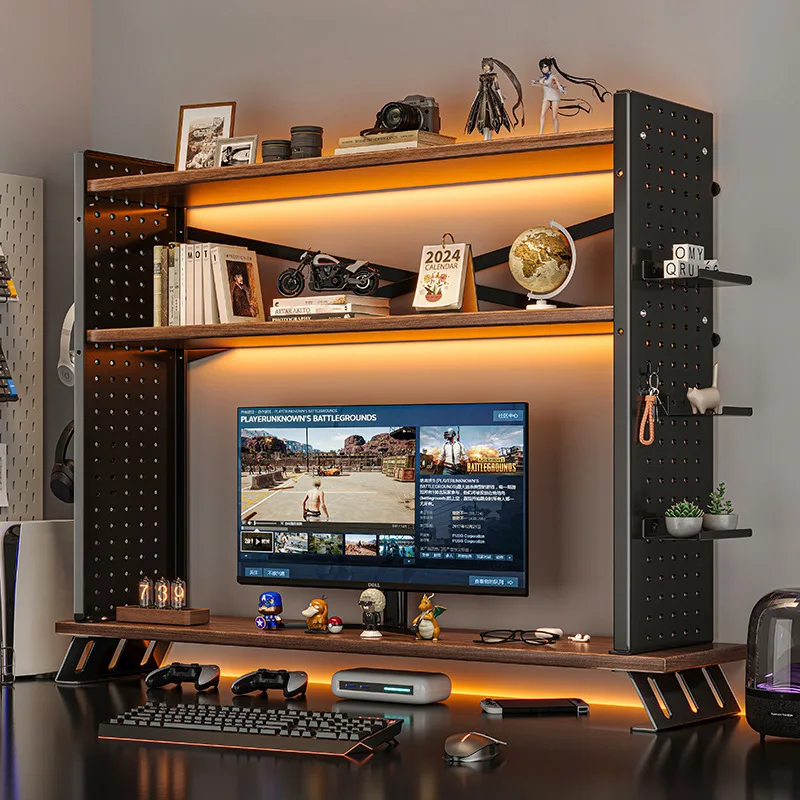 

Desk Desk Hole Board Multi-layer Storage Layered Shelf Home Desktop Bookshelf Computer Height Increase Shelf