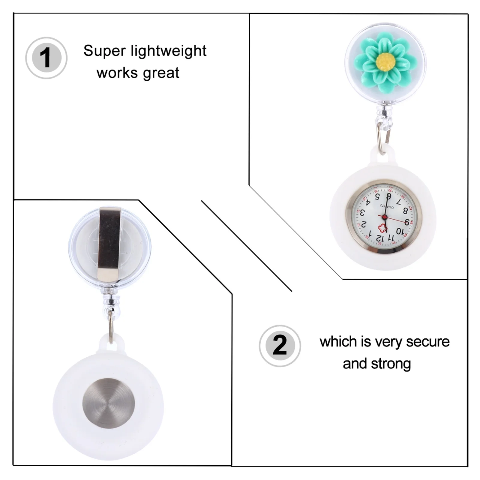 

3 Pcs Silicone Nurse Table Cartoon Flower Watch 's Retractable Pocket Mirror Material: Ordinary Glass Clip