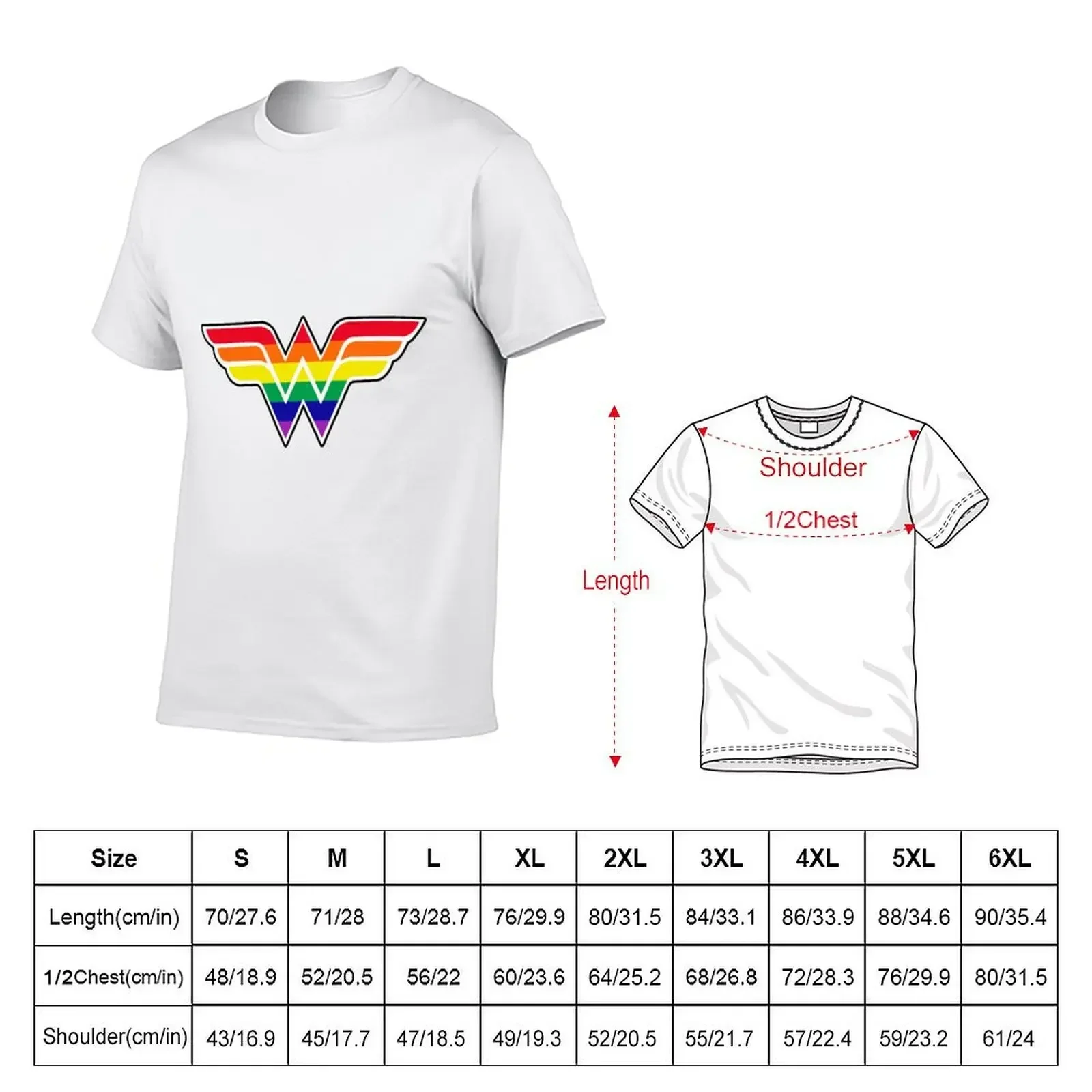 Wonder Rainbow Design T-Shirt blacks cotton graphic tees cotton t shirt men