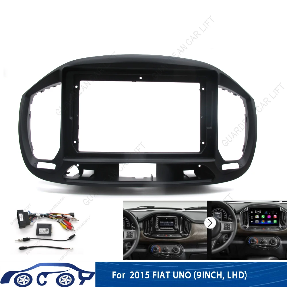 Fascias de radio para coche de 9 pulgadas para FIAT UNO 2015 (LHD) con panel de marco estéreo Android y cable de decodificación Canbus