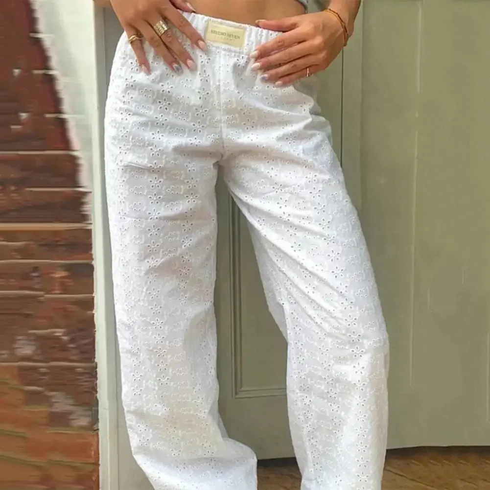 Pantalones holgados de pierna ancha para mujer, pantalón informal con estilo, con bolsillos de cintura elástica, ropa de calle