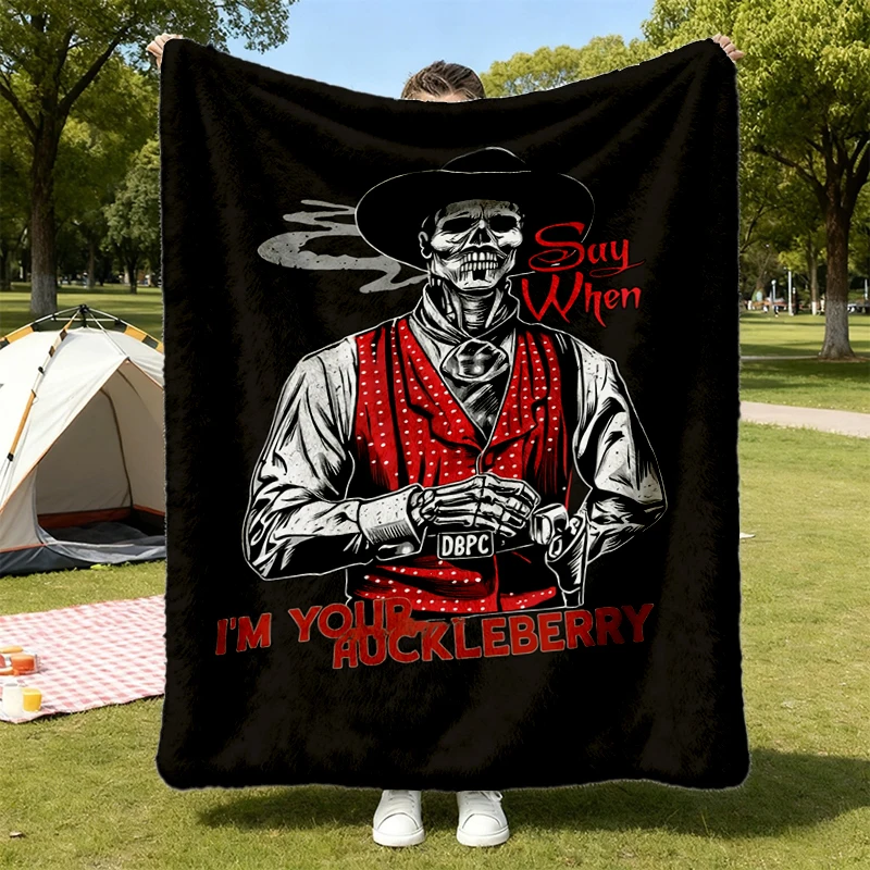 I'm Your Huckleberry Tombstone Movie Flannel Blanket, Vintage Doc Holliday Graphic Flannel Throw, Western Cowboy Retro C
