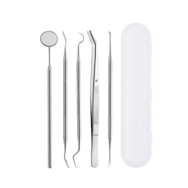 5Pcs Dental Mirror Stainless Steel Dentist Prepared Tool Dental Probe Scaler Tartar Remover Teeth Whitening Oral Cleaning Tools