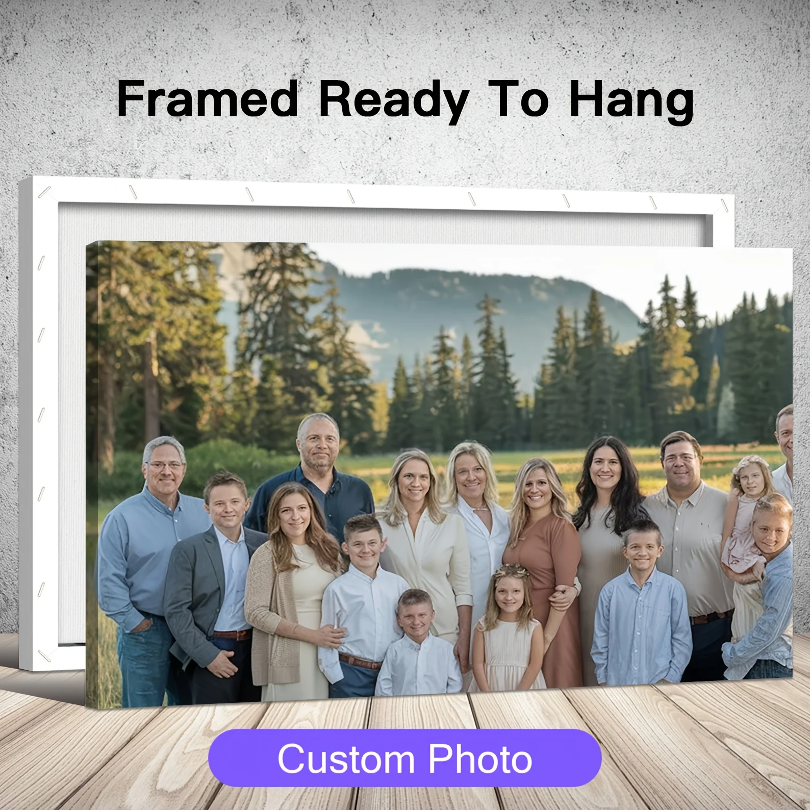 Custom Framed Canvas Poster Personalize with Your Photo Perfect Gift for Friends Family Wood DIY Frame Wall Art for Home Decor