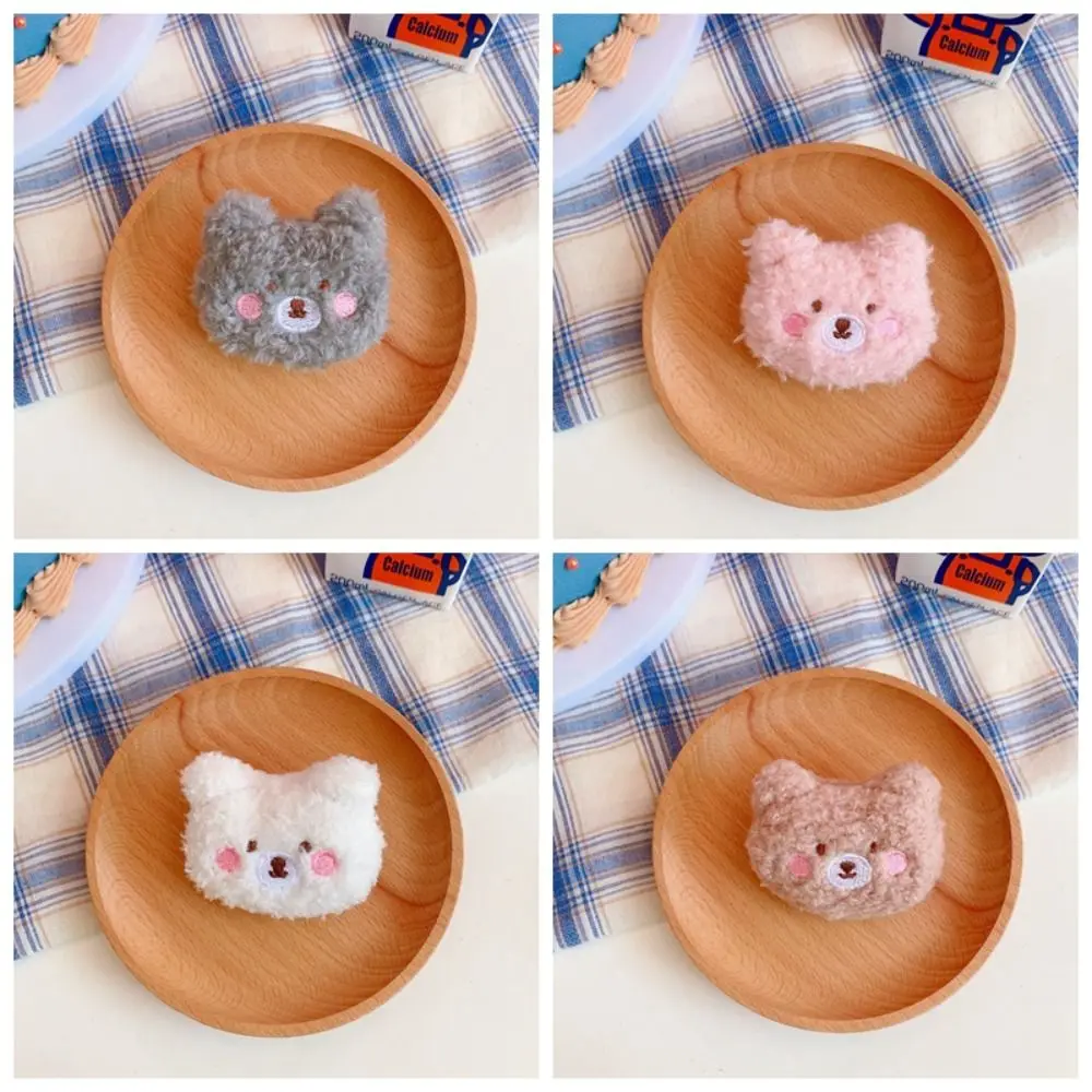Lapel Pin Soft Plush Bear Brooch Cute Fluffy Animal Brooches Personality Handmade Clothes Badge Coat view 4