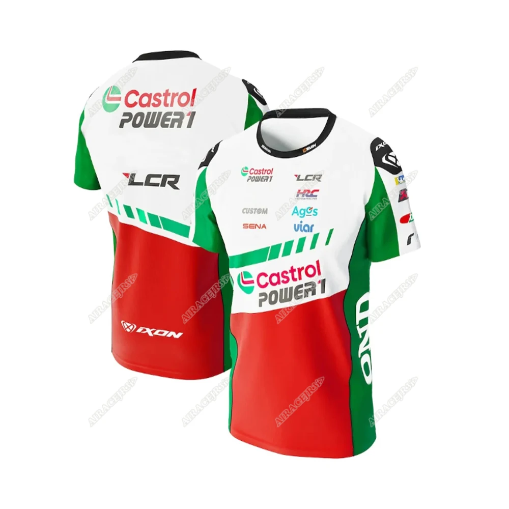 Camiseta de poliéster para hombre y mujer, camisa transpirable de secado rápido, color blanco, para HONDA HRC LCR Castrol Motos GP, 2024